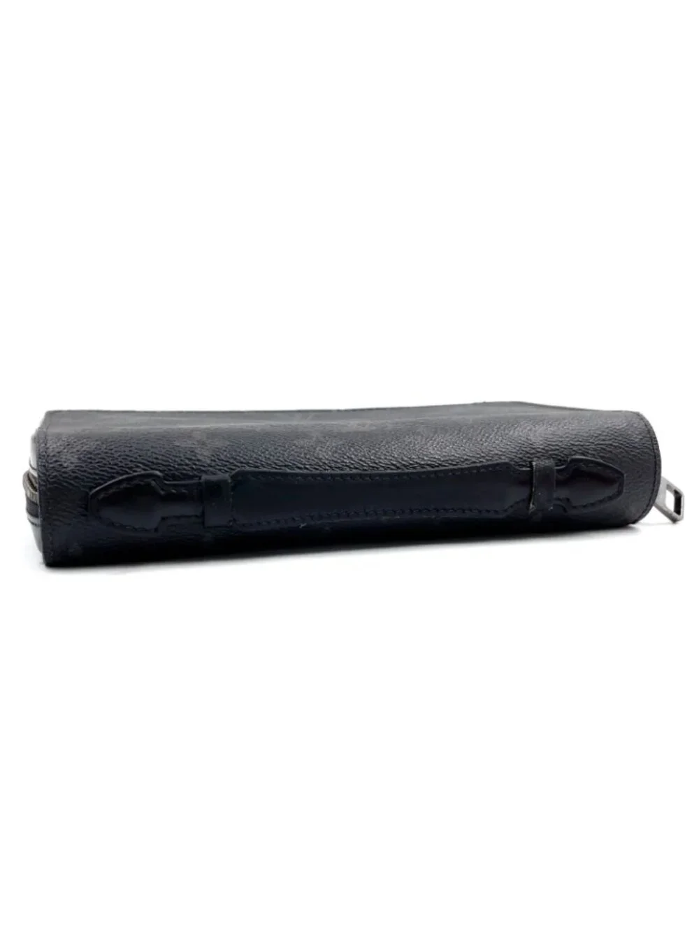 Louis Vuitton Zippy XL Monogram Eclipse Leather Black Round Wallet Gold